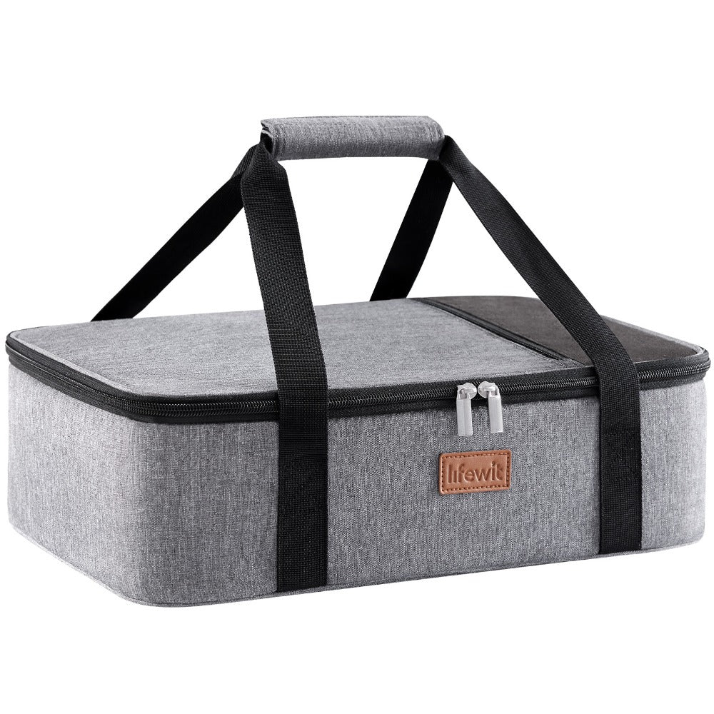 Insulated Casserole Carrier for Hot or Cold Food - Casserole Dish Carrying Case with Leak Proof Aluminum Foil Lining Fits 9x13 Baking Dish, Portable Food Warmer Bag for Potluck Picnic Cookout and Party, Single or Double Decker in 5 Colors