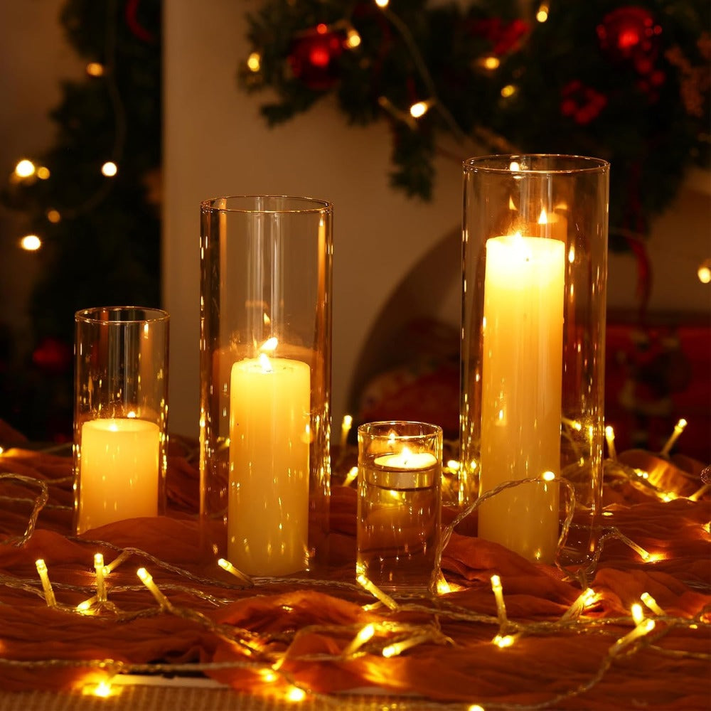 Clear Glass Cylinder Vases Set of 16 ¨C 4 6 8 10 Inch Tall Glass Vases for Centerpieces, Floating Candle Holders, Wedding Table Decor, Party & Home Decoration