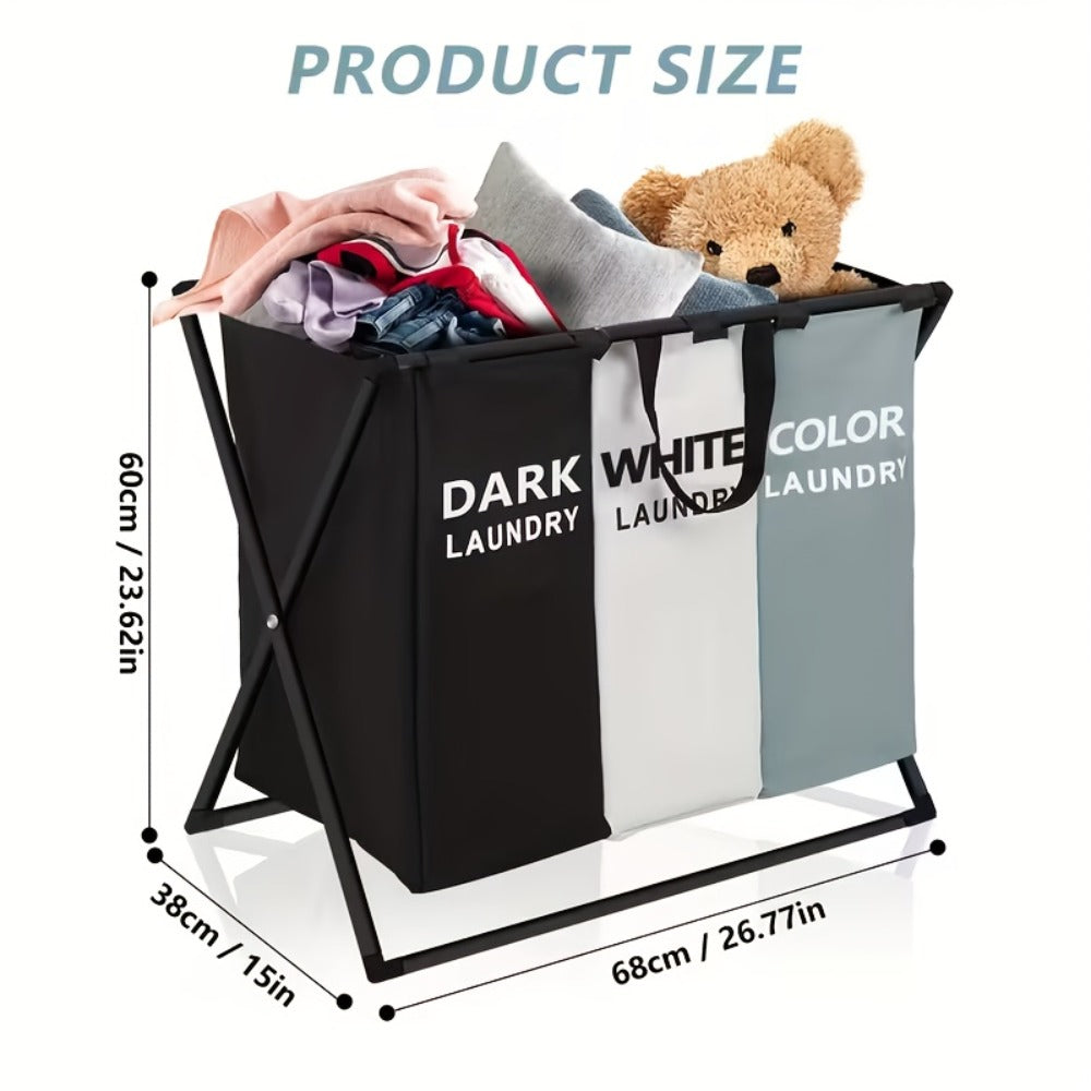 Rectangular Laundry Hamper Basket with Handles ¨C Large Multi-Component Clothes Storage Organizer for Home, College Dorm, Bathroom & Bedroom ¨C Stylish Functional Laundry Basket