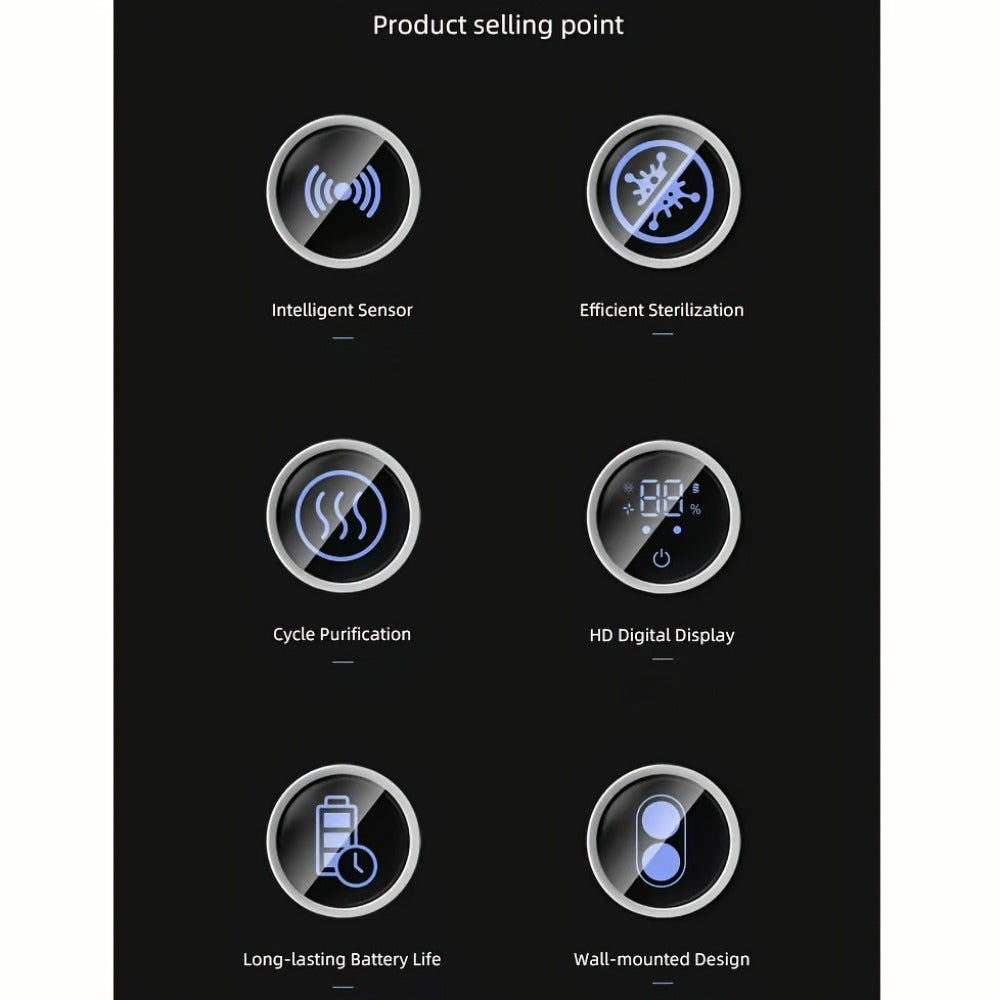 UV Toothbrush Holder Wall Mounted, Smart Double Toothbrush Sanitizer with Auto Dry & Sensor Door, USB Rechargeable, No-Drill Bathroom Storage with Battery Display ¨C Hygienic Oral Care Organizer