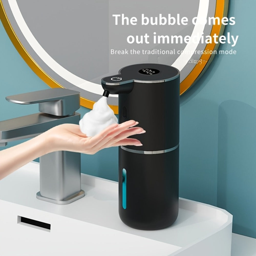 Automatic Sensor Soap Dispenser Foam Type 6 Gear Digital Display - Rechargeable Touchless Large Capacity Countertop or Wall Mount | Black White | Kitchen Bathroom Restroom Hands Free