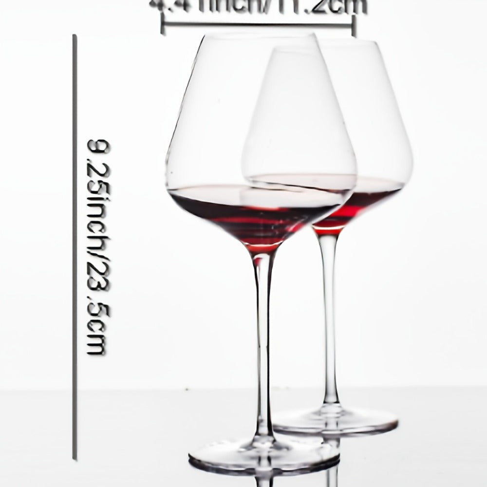 Hand Blown Red Wine Glasses Set of 4 ¨C 23 Oz Crystal Burgundy Wine Glass with Long Stem ¨C Unique Handcrafted Glassware Gift for Wedding, Anniversary, Christmas, Housewarming ¨C Clear Stemmed Glass