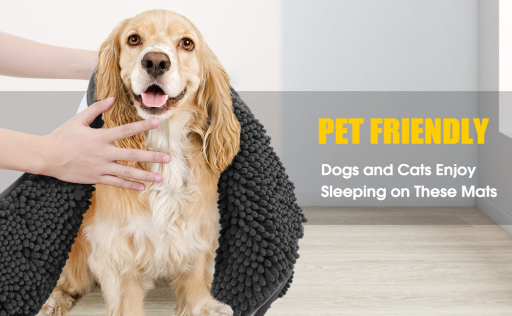 Chenille Doormat Absorbent Non-Slip Washable Indoor Outdoor Mat - Soft Shaggy Entryway Rug for Muddy Paws, Pets & Dogs | Machine Washable Front Door Mat in 18 Colors & 5 Sizes | Anti-Slip Rubber Backing
