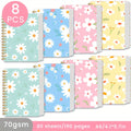 A6 Spiral Notebooks 8 Pack - Floral Design College Ruled Journals with Tear-Off Pages | Portable Memo Pads for Students & Office | Gift Set