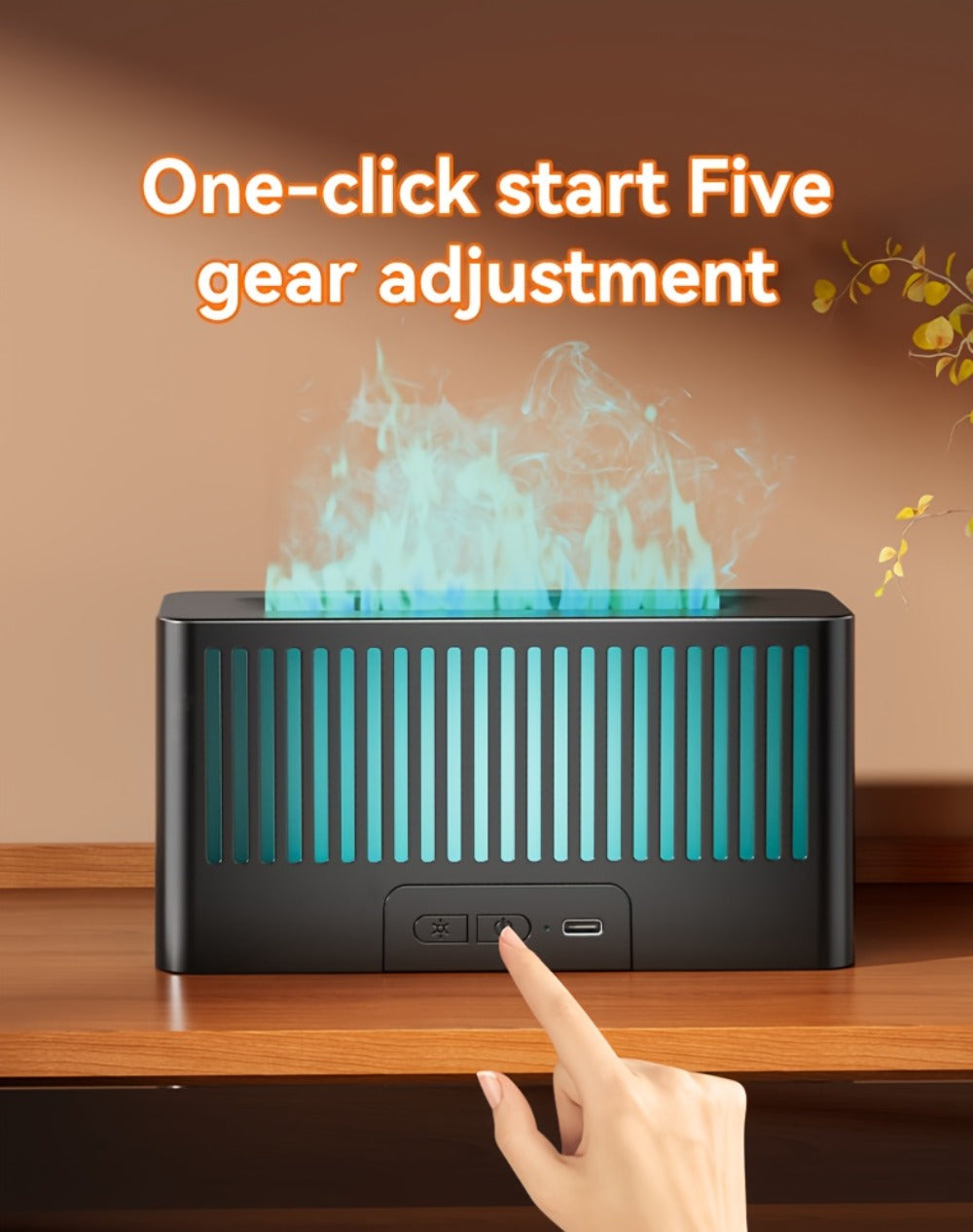 Flame Humidifier with 7-Color Simulated Fire Effect | USB Aromatherapy Essential Oil Diffuser & Cool Mist Humidifier for Living Room, Bedroom & Office | Atmosphere Decor Gift | Black & White