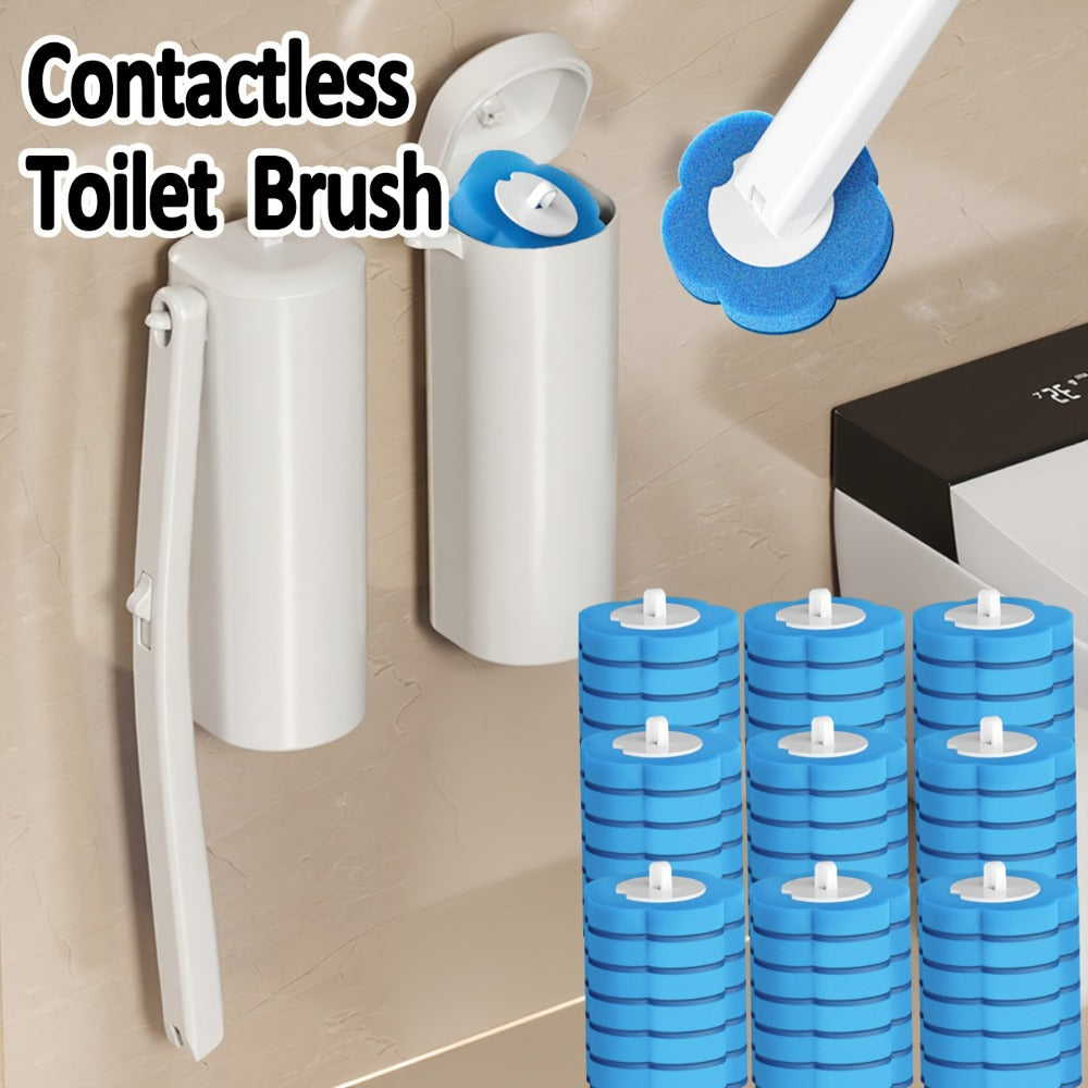 Disposable Toilet Brush Cleaning System with Bracket & Replaceable Heads - Deep Clean Toilet Bathroom Cleaning Kit, No-Touch Hygienic Brush with Refill Packs 17/24/30/35/53 Refills for Home & Bathroom