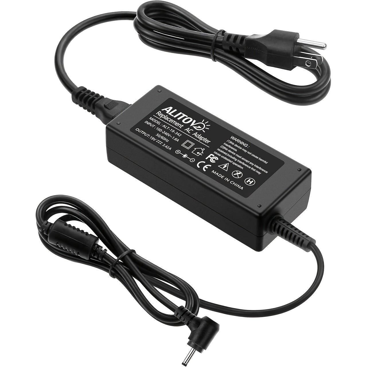 19V 3.42A 65W Universal Laptop Power Adapter - Compatible with HP, LG Monitor, Samsung TV, Acer, Chromebook, ASUS, JBL Speaker, AC 100-240V Input, 9 DC Tips Included, Short Circuit Protection
