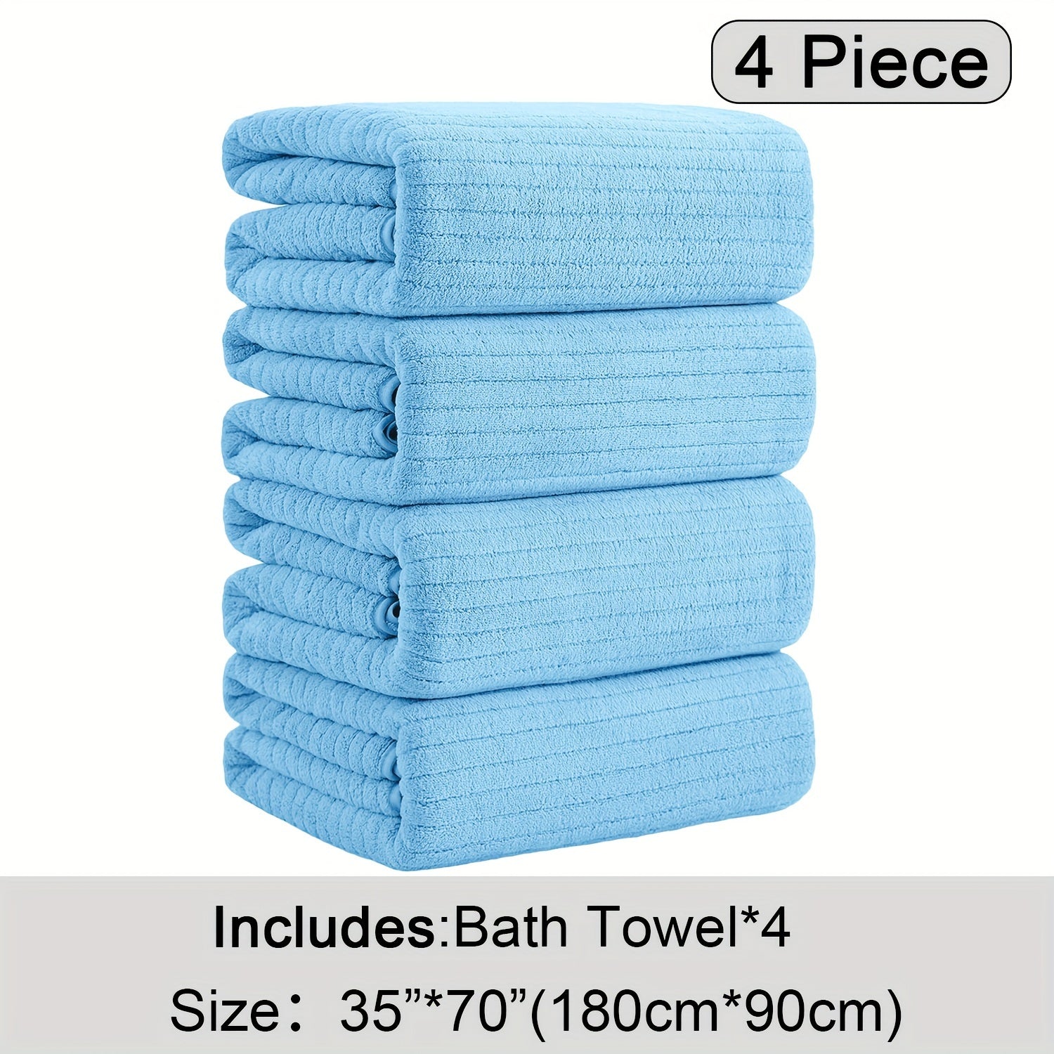 Bath Towels Set 4 Pack 35x70 Inch Oversized Extra Large - Microfiber Super Absorbent Quick Dry XL Bath Sheet Soft Bathroom Towels | 13 Colors | Family Hotel Spa Shower Towel Set Coastal Style