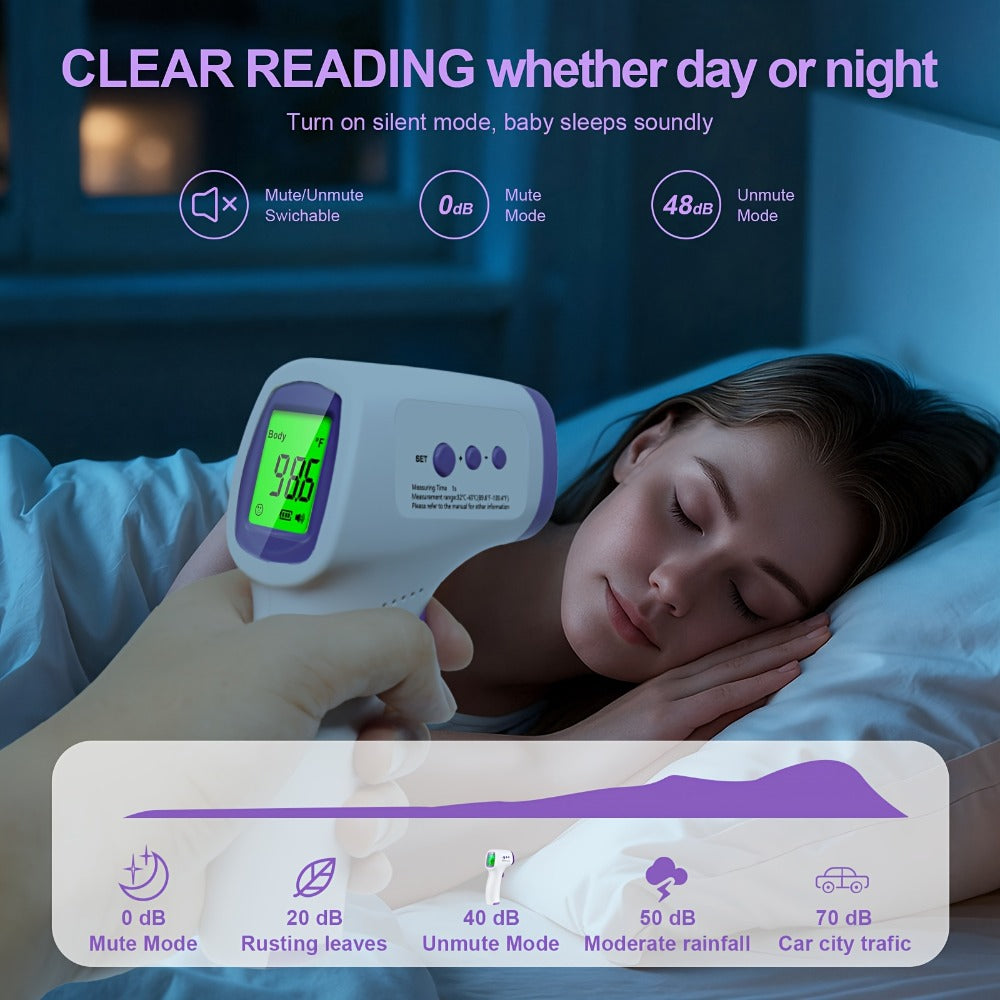 Non-Contact Forehead Thermometer Digital Infrared ¨C 1-Second Instant Reading, Fever Alarm, 3-in-1 Forehead & Object Mode, FSA HSA Eligible, Silent & Memory Mode, 3 Backlights