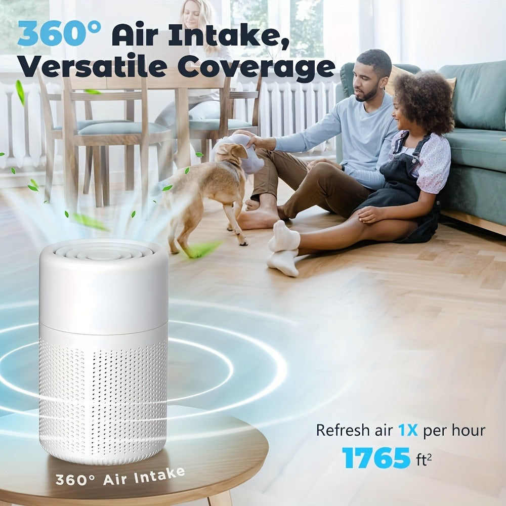 USB Negative Ion Air Purifier with Blue Light & Aromatherapy Box ¨C Removes Dust, Smoke, Formaldehyde, VOCs & PM2.5, Type-C Powered Desktop Air Cleaner for Bedroom, Office & Bathroom, 50 m3/h Airflow