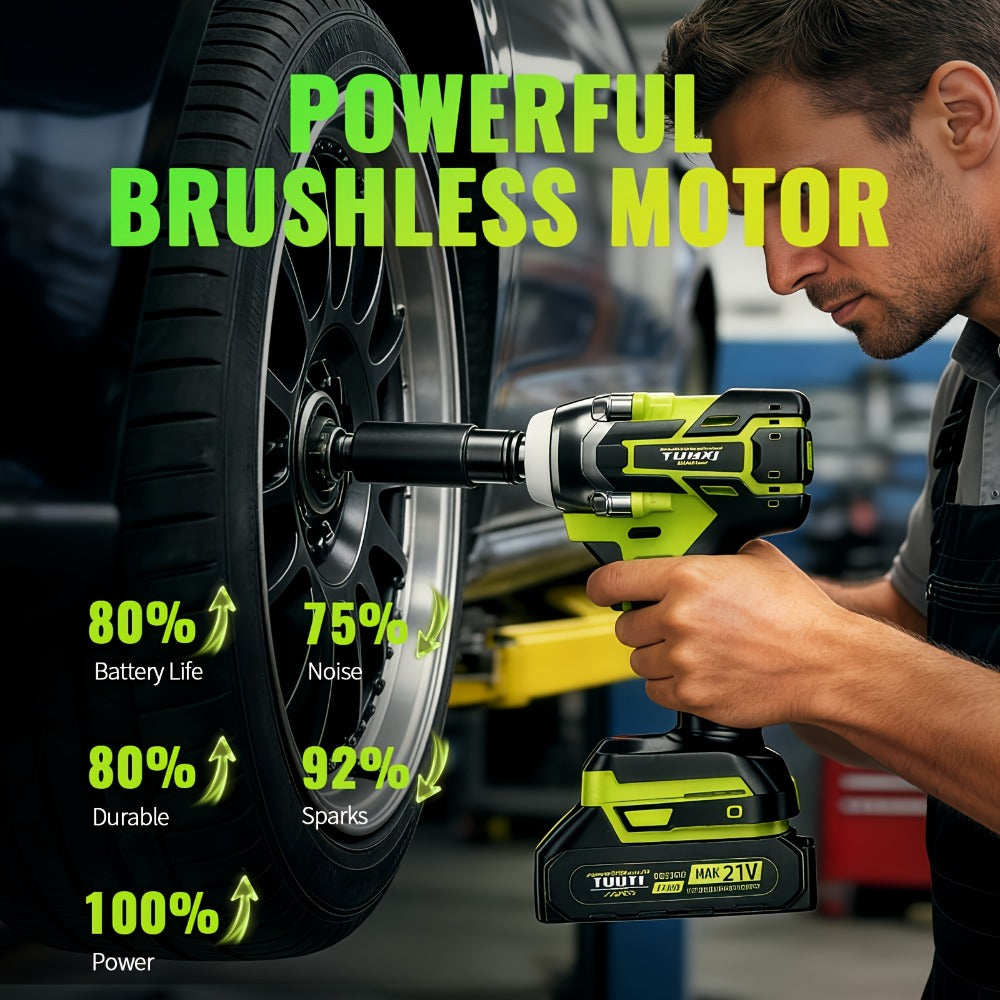 Cordless Impact Wrench Brushless Motor 3-in-1 High Torque ¨C Rechargeable Battery, Lightweight Design, Variable Speed, for Car Repair, Auto Mechanic, Construction, Workshop & Household Maintenance ¨C Multiple Battery & Accessory Configurations