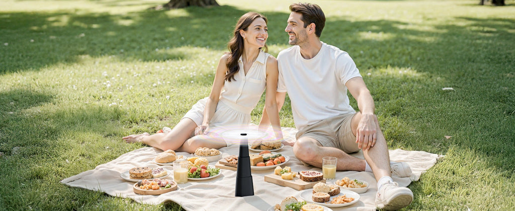 Outdoor Food Fan 4-Pack Battery Powered Silent Table Fan with Hook for Picnic BBQ Patio Party Restaurant Desktop Home Food Protection Black