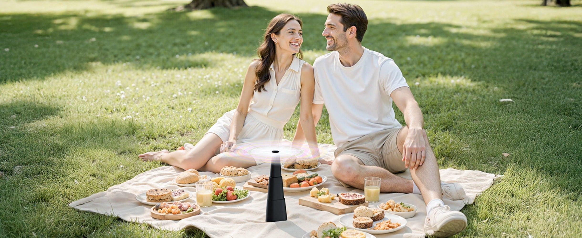 Outdoor Food Fan 4-Pack Battery Powered Silent Table Fan with Hook for Picnic BBQ Patio Party Restaurant Desktop Home Food Protection Black