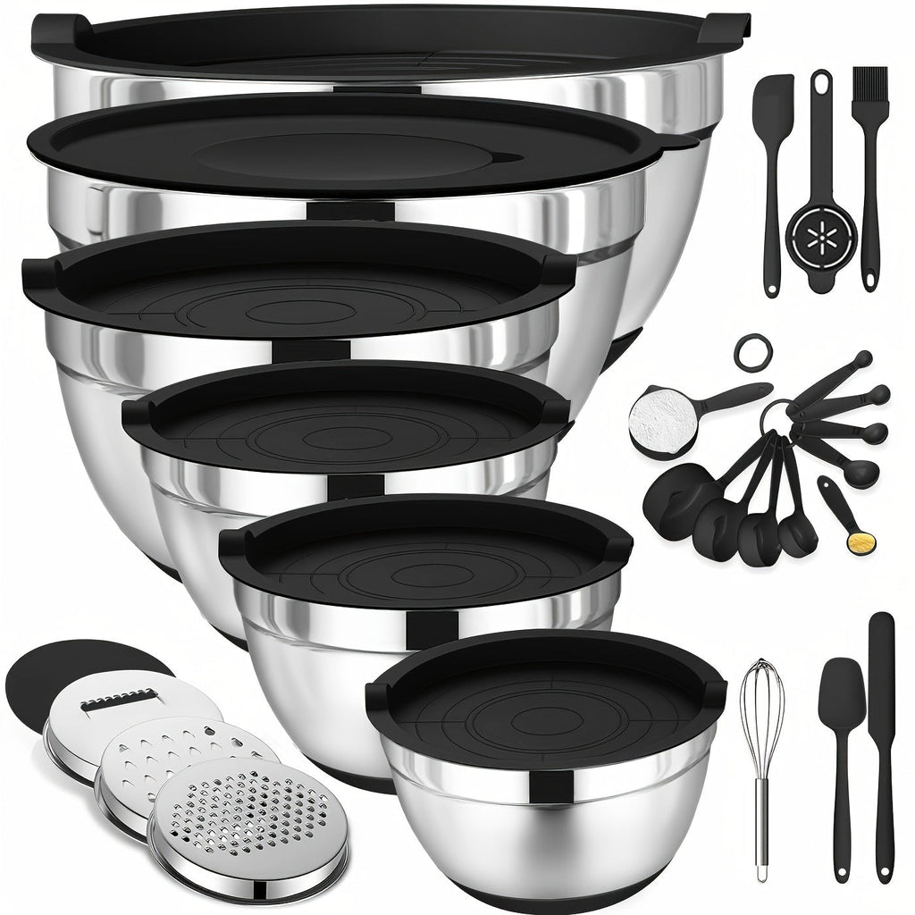 Stainless Steel Mixing Bowls Set for Cooking Baking Food Prep Fruits Noodles Kitchen Bowls Home Essentials 3 Colors