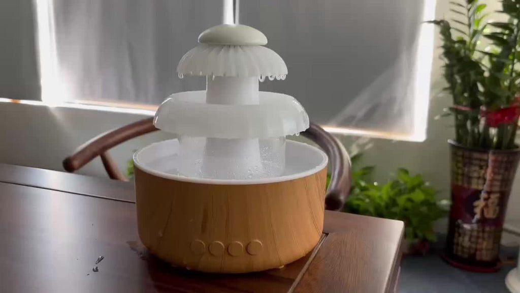 Cool Mist Humidifier with Raining Sound & 8-Color Night Light ¨C 10-Hour Runtime, Essential Oil Diffuser, Air Humidifier for Bedroom, Home & Office, White Noise Sleep Aid, Ambient Mood Light, White