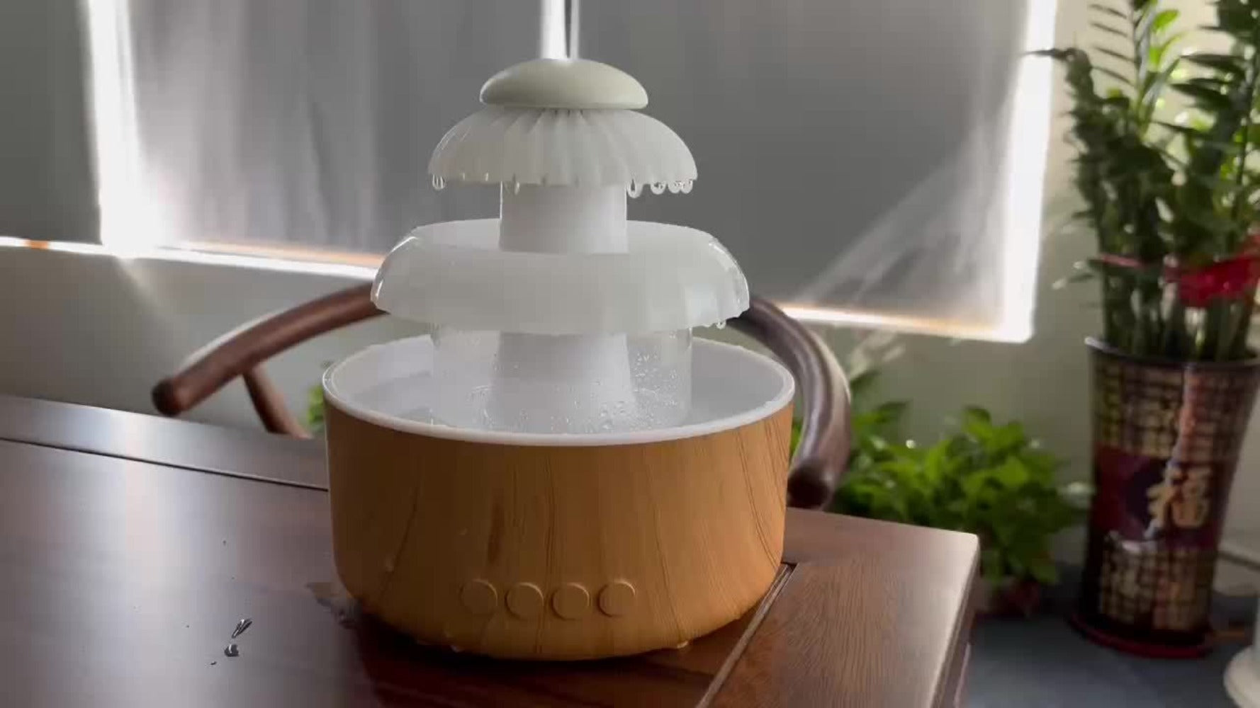 Cool Mist Humidifier with Raining Sound & 8-Color Night Light ¨C 10-Hour Runtime, Essential Oil Diffuser, Air Humidifier for Bedroom, Home & Office, White Noise Sleep Aid, Ambient Mood Light, White