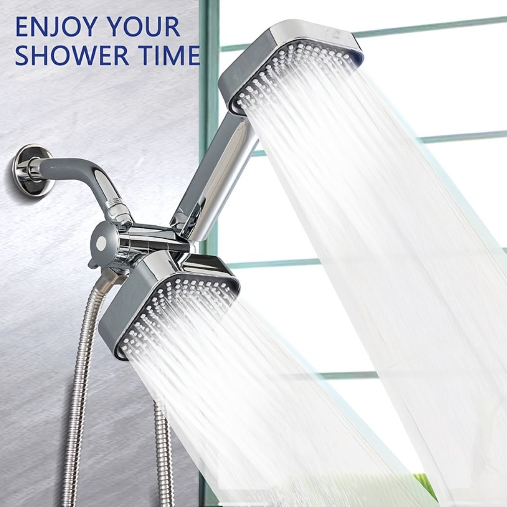Handheld Shower Head Kit 4 Inch High Flow with Long Hose 3-Way Diverter Dual Purpose Shower Spray Assembly Wall Mount Bathroom Shower Fixtures Silver Black