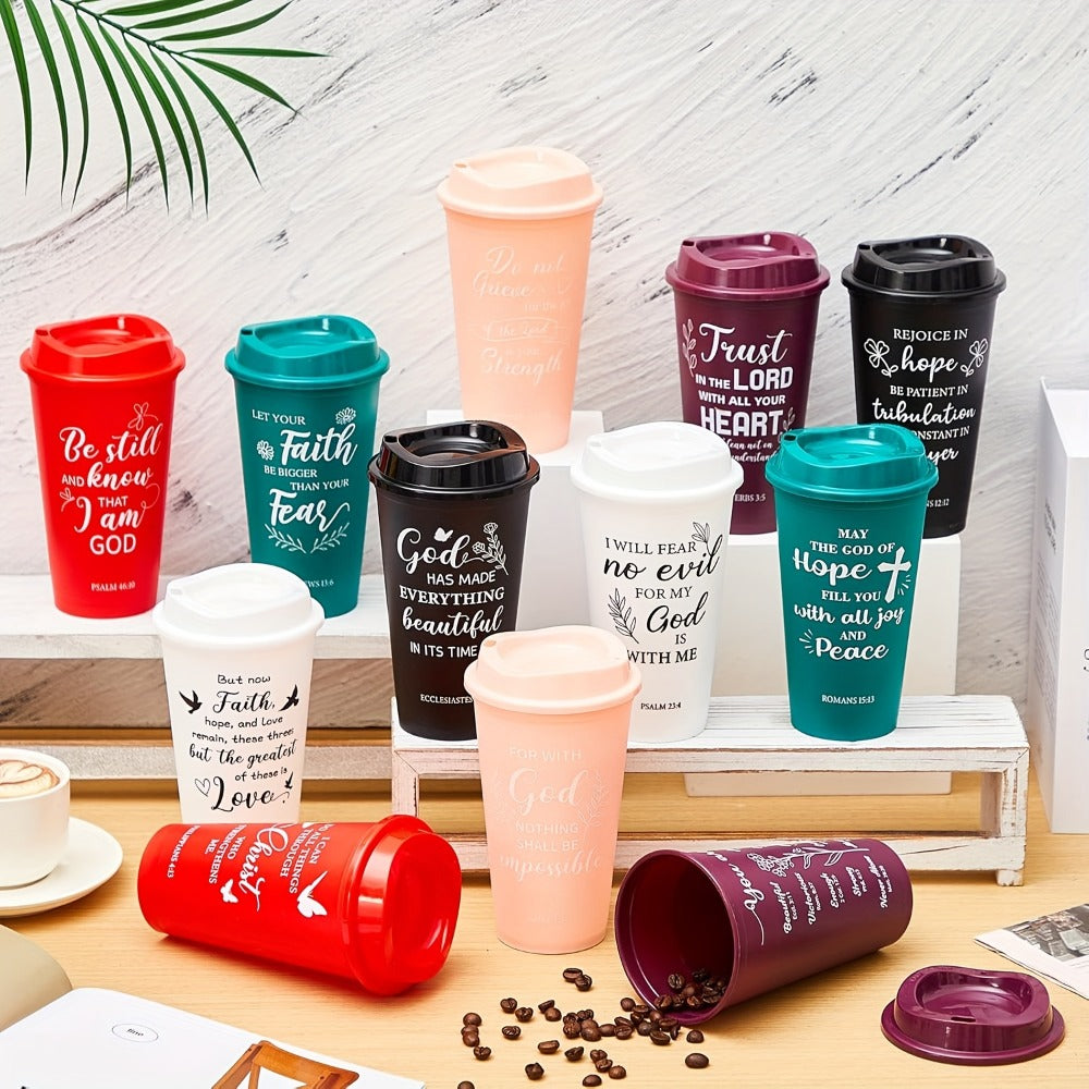 Bible Verse Plastic Tumblers Set of 24 with Lids 16oz Christian Inspirational Cups Gift for Women