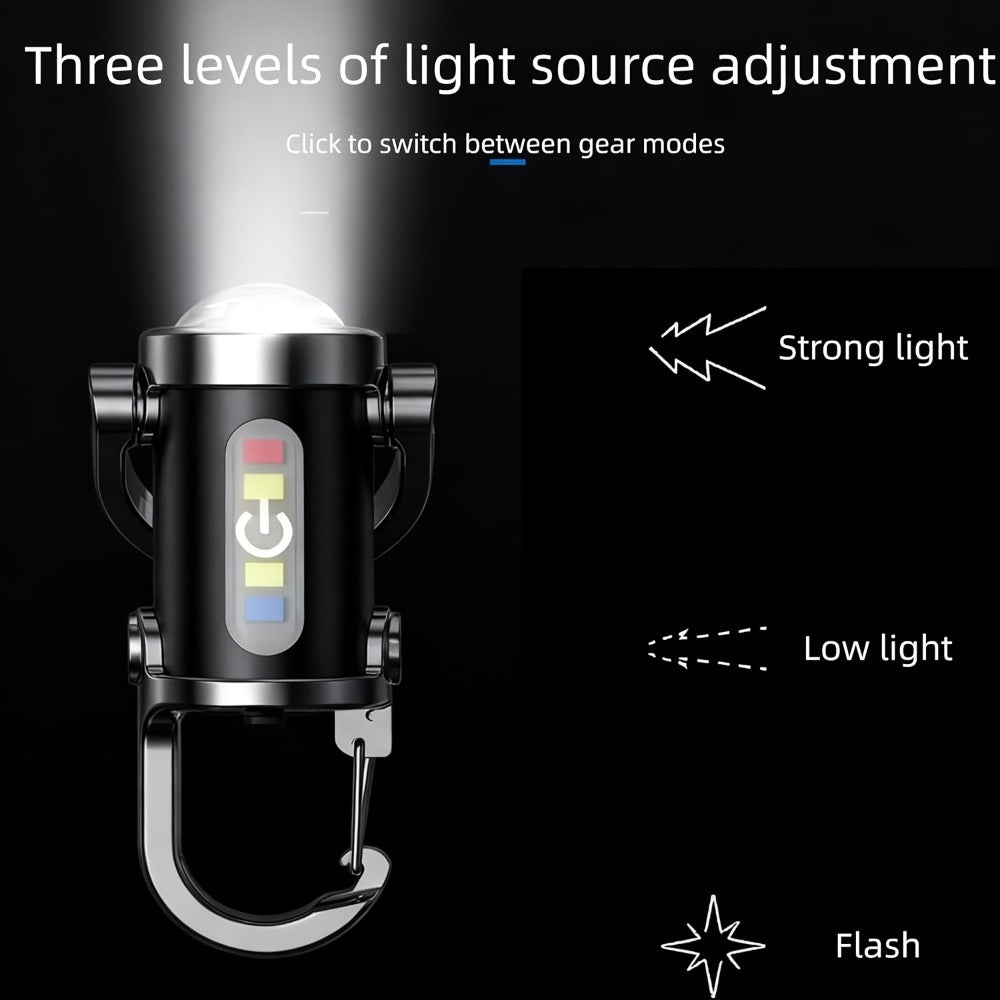 Mini Keychain Flashlight 4 Pack USB Rechargeable, 1200 Lumens 7 Modes Compact EDC Pocket Flashlight with Phone Charging Function, Clip-On Portable Torch for Hiking Camping Emergency Outdoor Survival