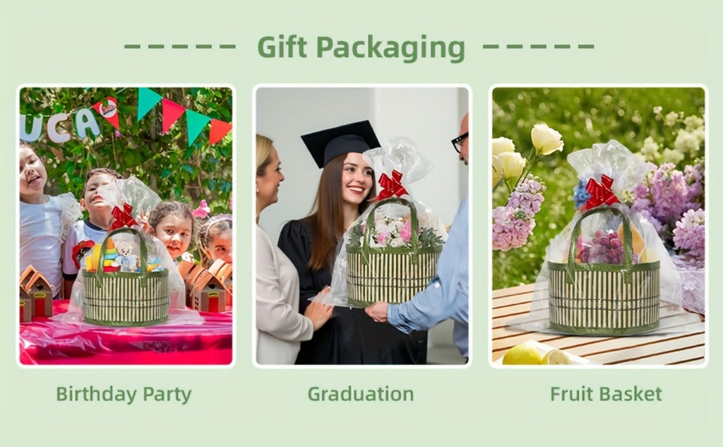 Bamboo Storage Baskets 6-Pack | Gift Wrap Organizer, Easter Egg Basket, Picnic Camping Basket, Craft Sewing Storage, Wedding Favor Box, Flower Girl Basket, Christmas Thanksgiving Holiday Basket Set