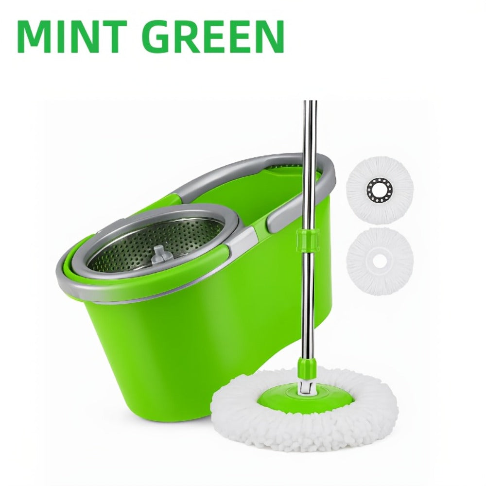 Spin Mop and Bucket Set with Wringer 360 Degree Spinning Self-Wringing Mop 4 Microfiber Mop Heads Soap Dispenser Extended Handle for Hardwood Tile Laminate Floor Cleaning