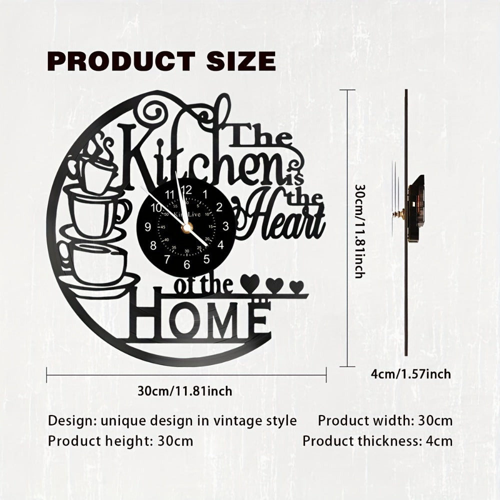 Coffee Vinyl Record Wall Clock Silent, Decorative Coffee Cup Design Clock for Kitchen Living Room Bedroom, Unique Home Decor Gift for Coffee Lovers Christmas Birthday
