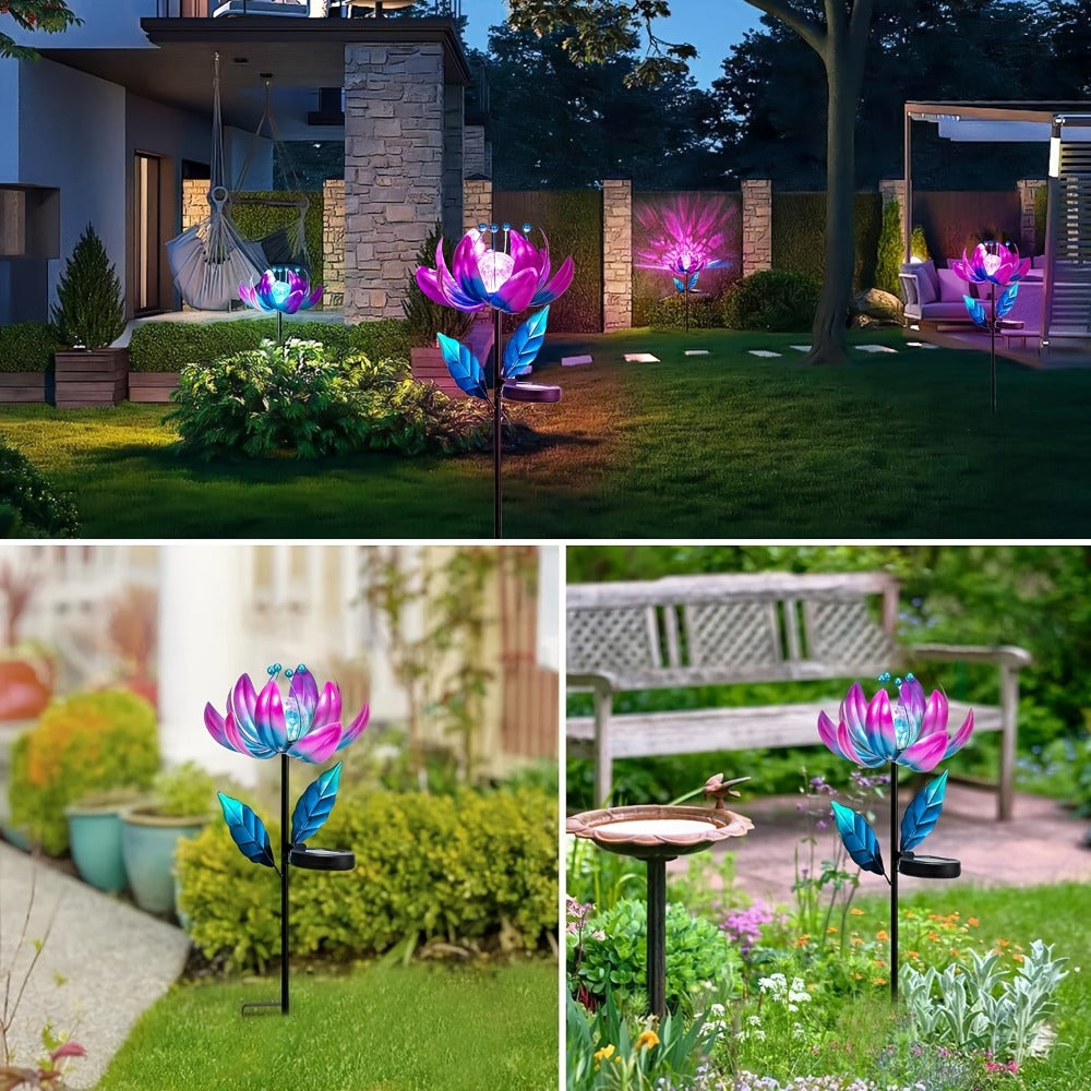 Solar Outdoor Windmill Light Rotating Garden Stake | Color Changing LED | Waterproof Solar Garden Light | Spinning Windmill Lamp for Patio Lawn Yard Pathway Decoration | Purple Blue