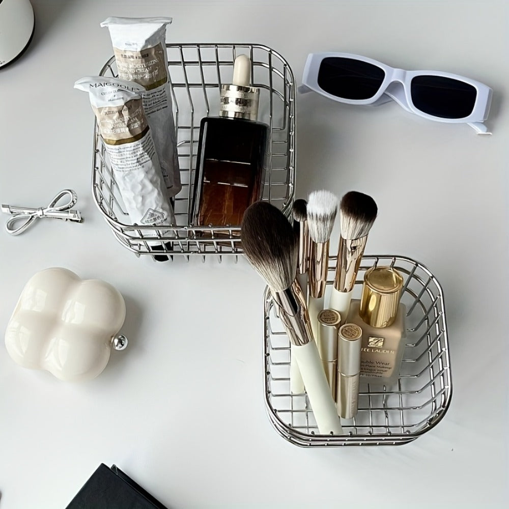 Storage Basket Open Weave Organizer ¨C Multi-Purpose Woven Bin for Bathroom Shelf Kitchen Desk Bedroom Home Organization Sturdy Sleek Design