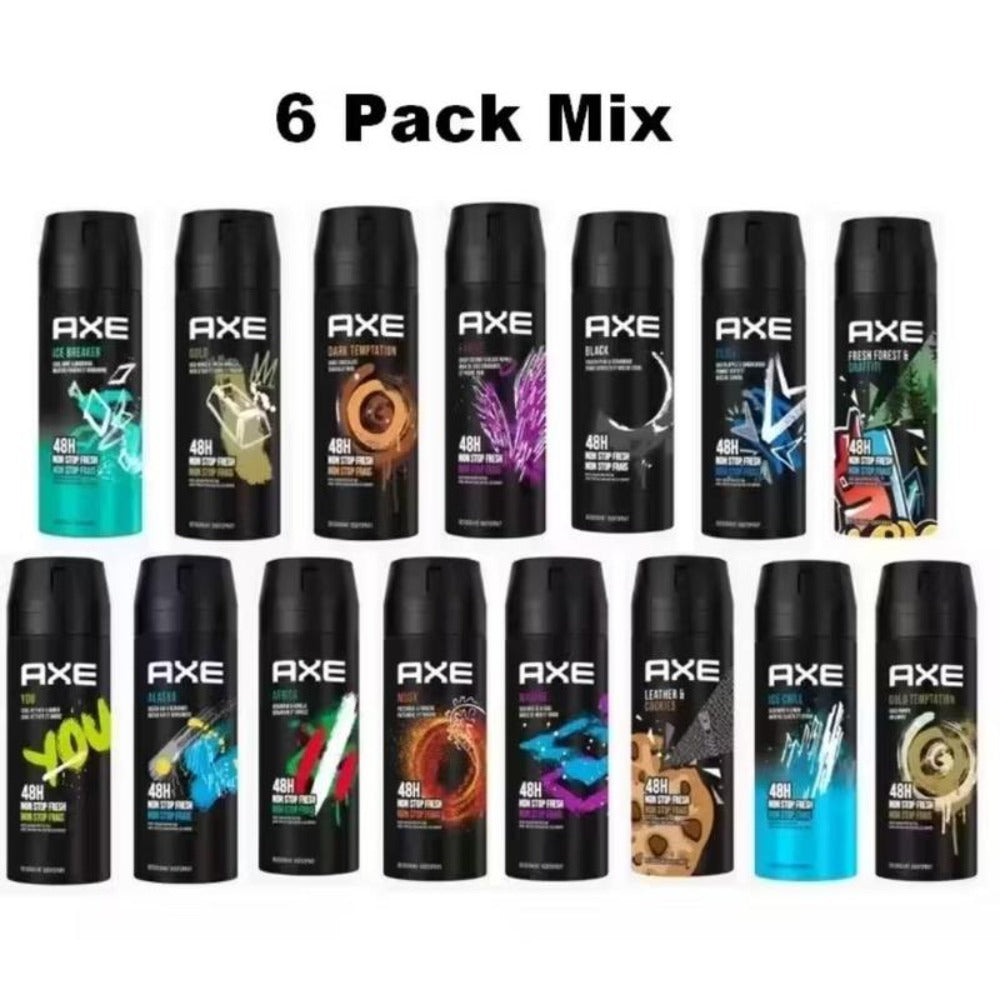 Axe Body Spray 6-Pack Variety Set 150ml Men's Fragrance Bundle - Long Lasting Bold Scents Deodorant Spray for Men Gym Travel Daily Use 5 fl oz Each