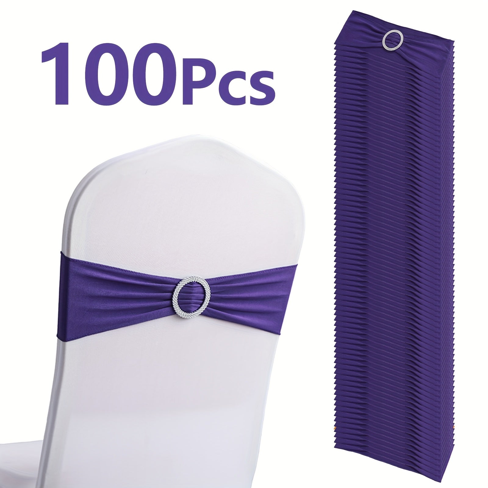 Chair Sashes for Wedding 100pcs Stretch Spandex Elastic Chair Sash Bands with Buckle for Dining Chairs Banquet Party Event Decor - Bulk Set Multiple Colors