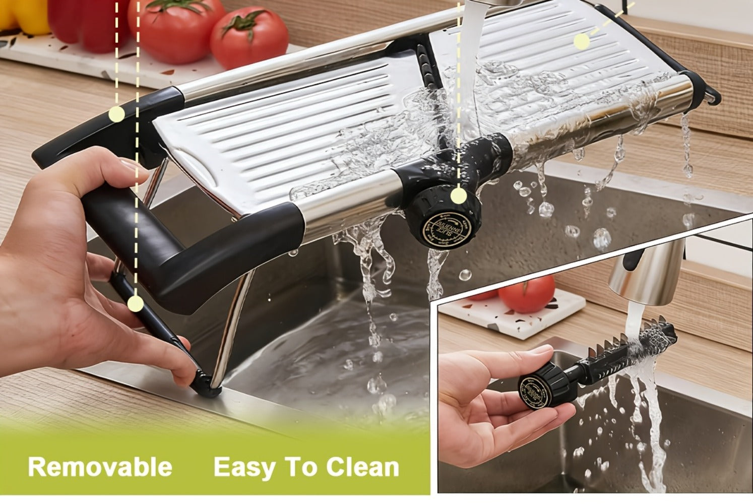 Mandoline Slicer Adjustable 5-Thickness 304 Stainless Steel ¨C Professional Vegetable Slicer for Onion, Potato, Carrot, Cheese & Fruit, Kitchen Grater with Cut-Resistant Gloves Option