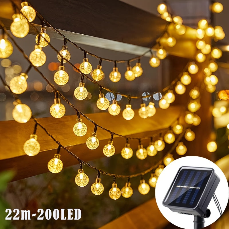 Solar String Lights Outdoor LED ¨C 39/50/72/100/105FT Spherical Bulb & Warm/Cool White with Remote Control | IP65 Waterproof 12-Hour Solar Powered Fairy Lights for Patio, Garden & Festival Decoration