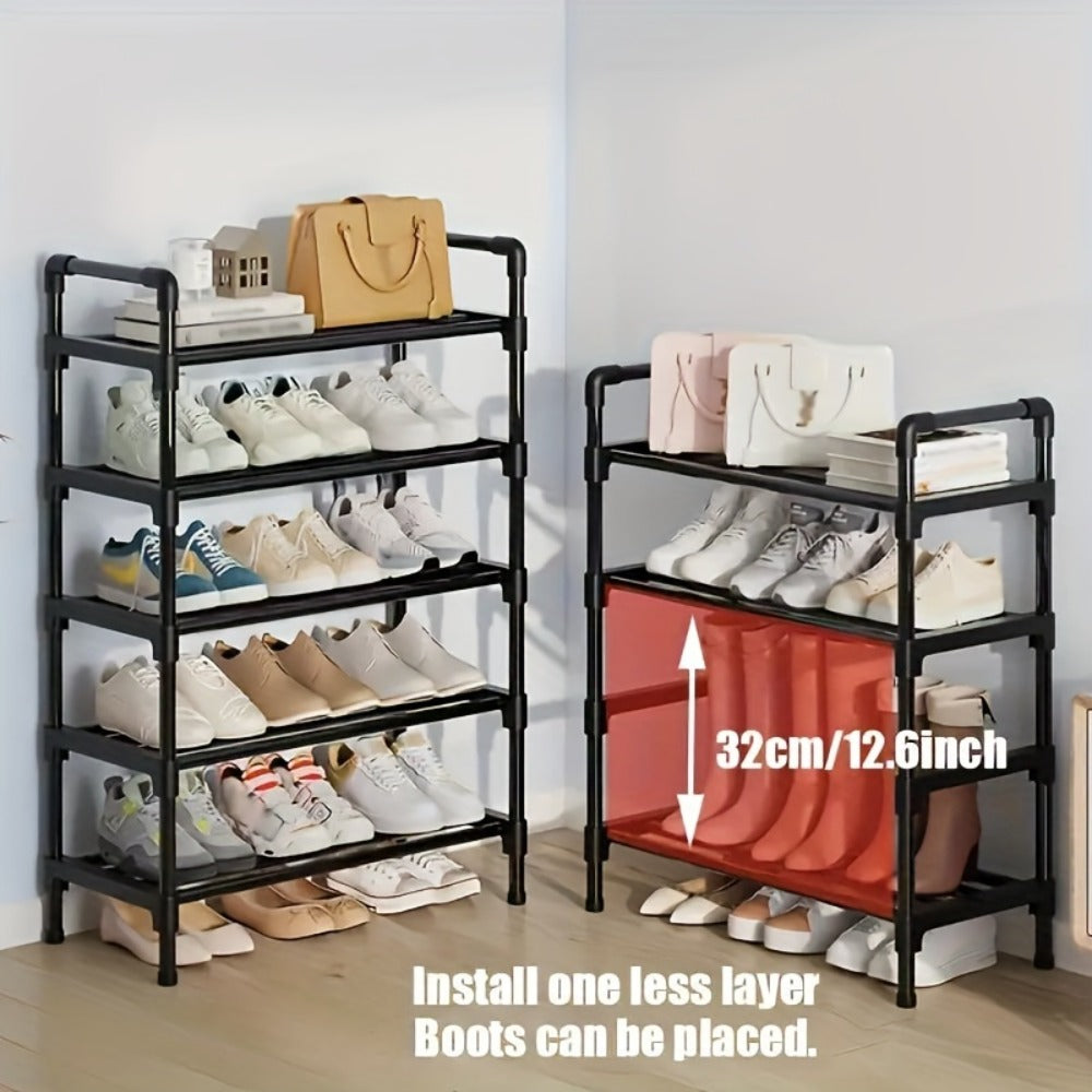 Shoe Rack Multi-Layer Space Saving - 3 to 8 Tier Shoe Storage Stand Organizer for Entryway Bedroom Closet Corridor, Stackable Shoe Shelf for Doorway, Black 23.62 Inch Wide