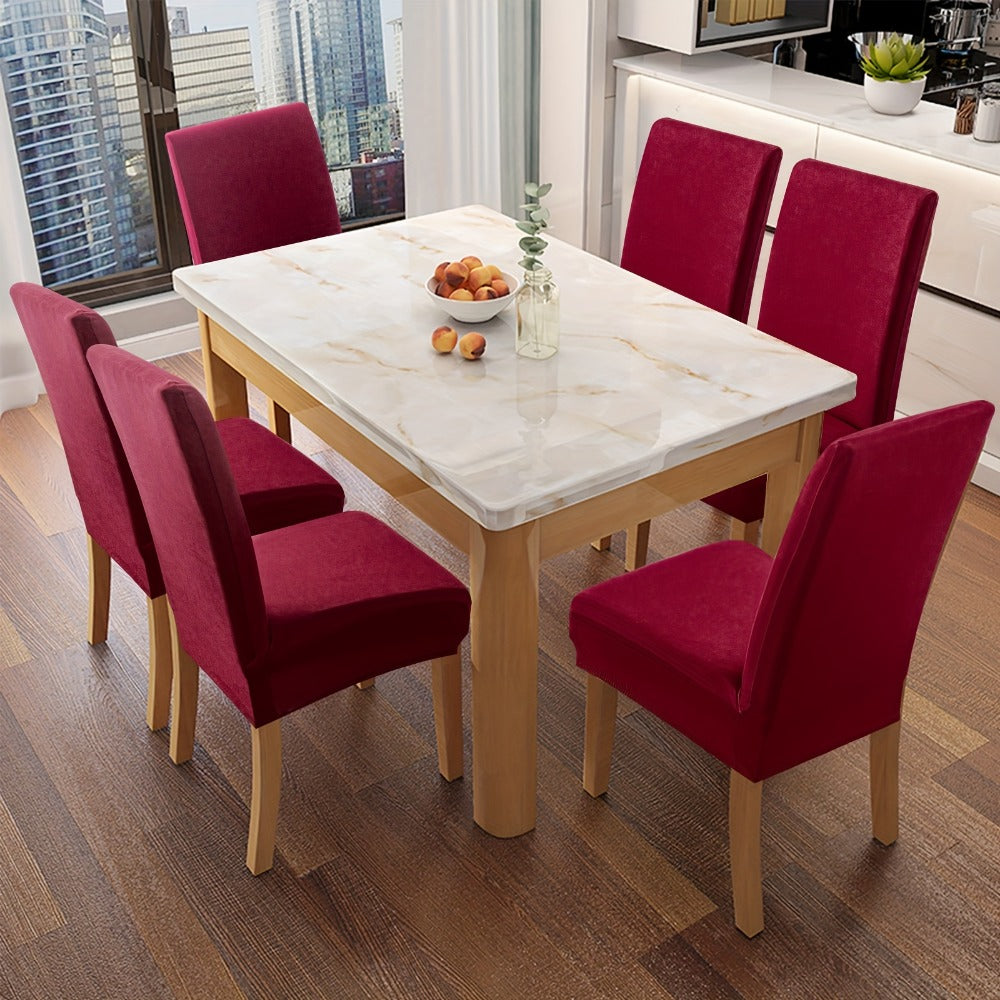 Silky Fiber Elastic Dining Chair Covers Set | Stretch Milk Fiber Slipcover, All-in-One Furniture Protector for Kitchen Wedding Office Hotel Living Room, 4pcs or 6pcs, 8 Colors