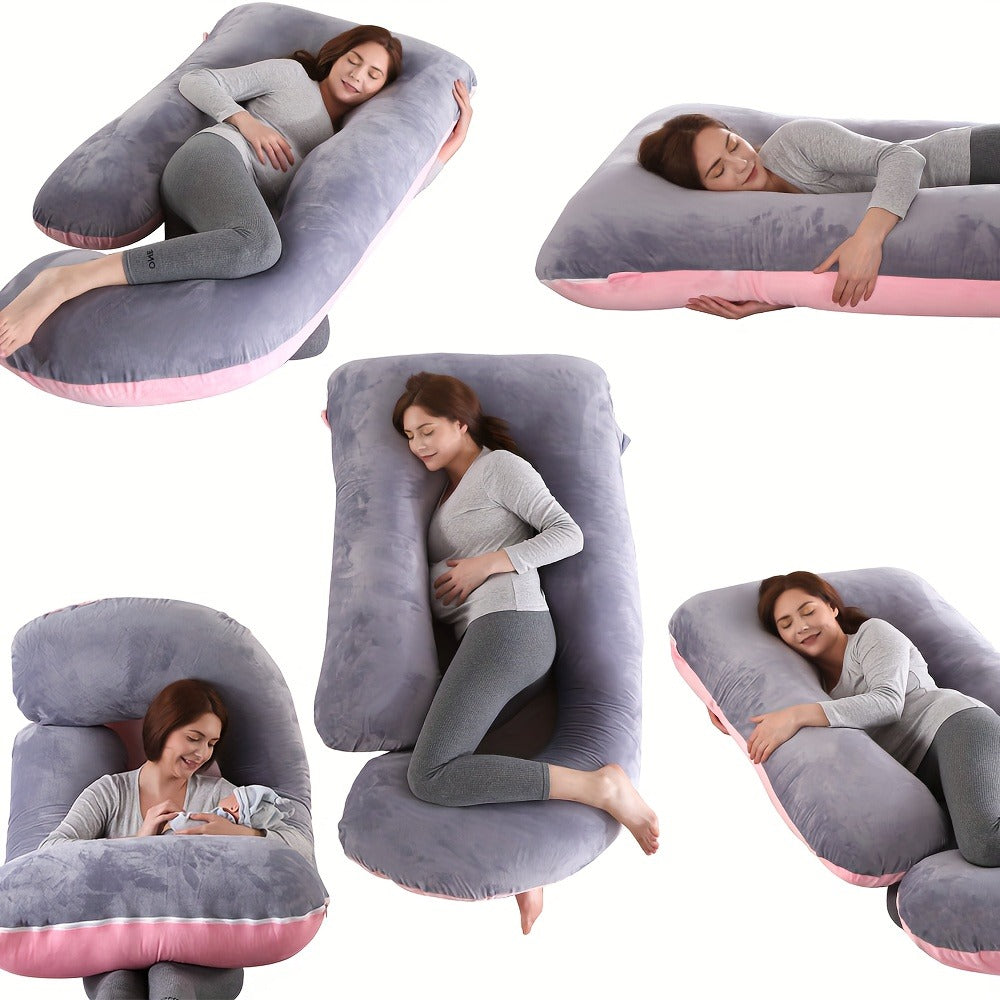 Pregnancy Pillow J-Shape 60 Inch Full Body Maternity Pillow with Velvet Cover ¨C Back Leg Belly Support for Pregnant Women Side Sleeper Body Pillow Multiple Colors