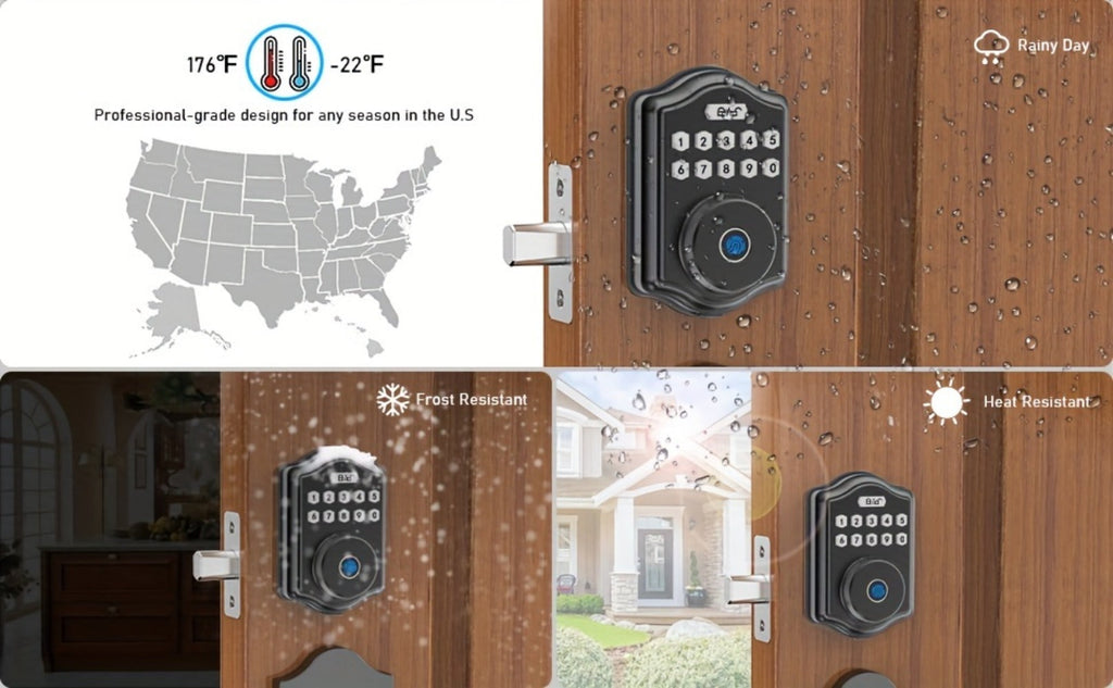 Keypad Deadbolt Lock Fingerprint Keyless Entry ¨C Electronic Door Lock with Code Fingerprint & Key, 300 Users Temporary Code for Front Door Home Office