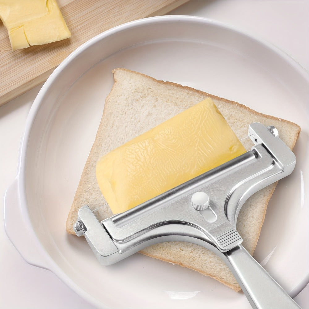 Cheese Slicer Adjustable Thickness 2-Pack, Stainless Steel Wire Cheese Cutter for Hard & Soft Cheese, Manual Kitchen Cheese Cutting Tool for Home Charcuterie Board Entertaining