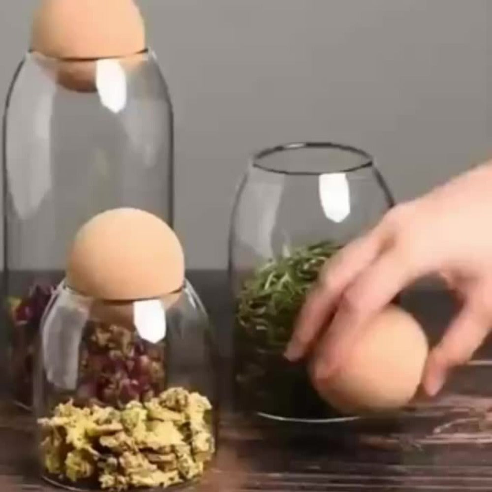 Glass Storage Jars with Cork Lid Set of 3 | 17oz 500ml Airtight Glass Containers with Spherical Cork Stopper | Kitchen Organizer for Tea Nuts Candy Spices Dried Flowers