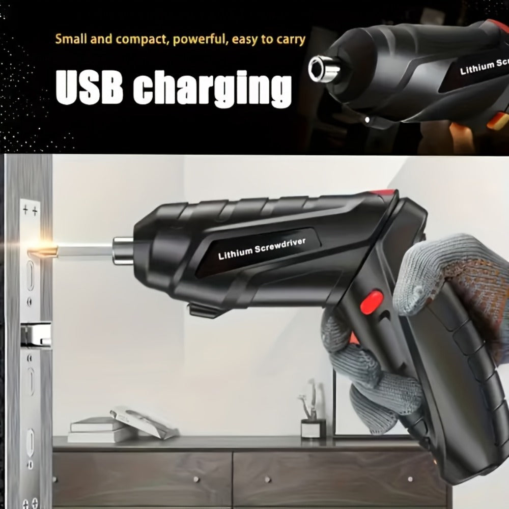 Cordless Electric Screwdriver Mini Drill ¨C Rechargeable Lithium Battery, Compact Design for DIY Repairs & Tight Spaces, Easy One-Hand Operation, Includes Drill Bit Accessories