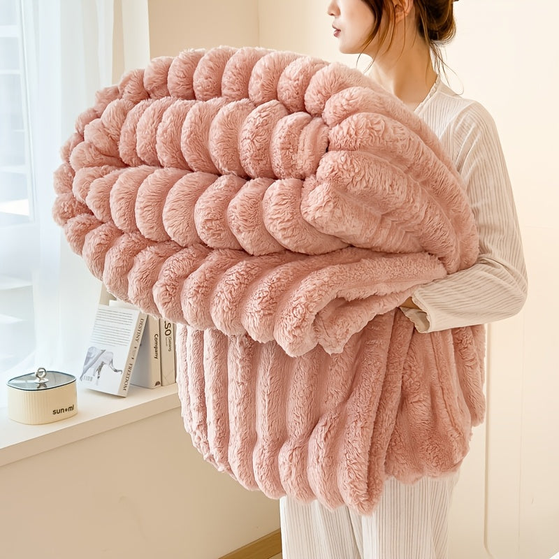 Plush Faux Fur Blanket ¨C Imitation Rabbit Fur 300-350gsm Knit Throw for Sofa, Bed & Travel, All Season, 3 Colors, 2 Sizes