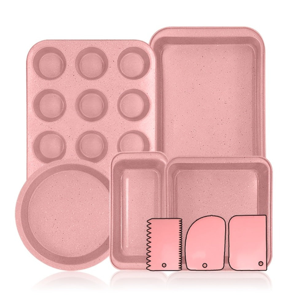 Nonstick Baking Pan Set 2 to 18pcs Carbon Steel Round Square Cake Pan Muffin Pan Bread Pan Cookie Sheet Pizza Pan Wire Rack Whisk Spatula Measuring Spoon Complete Bakeware Set