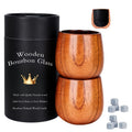 Charred Wooden Bourbon Whiskey Glass Set ¨C 2 Jujube Wood Old Fashioned Tumbler Glasses & 8 Granite Whiskey Stones ¨C Handcrafted Whiskey Gift for Men Dad