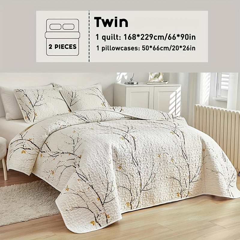 Reversible Floral Comforter Quilt Set ¨C Soft Microfiber Botanical Bedding, Twin Full Queen King, All Seasons ¨C White, Blue, Pink & More
