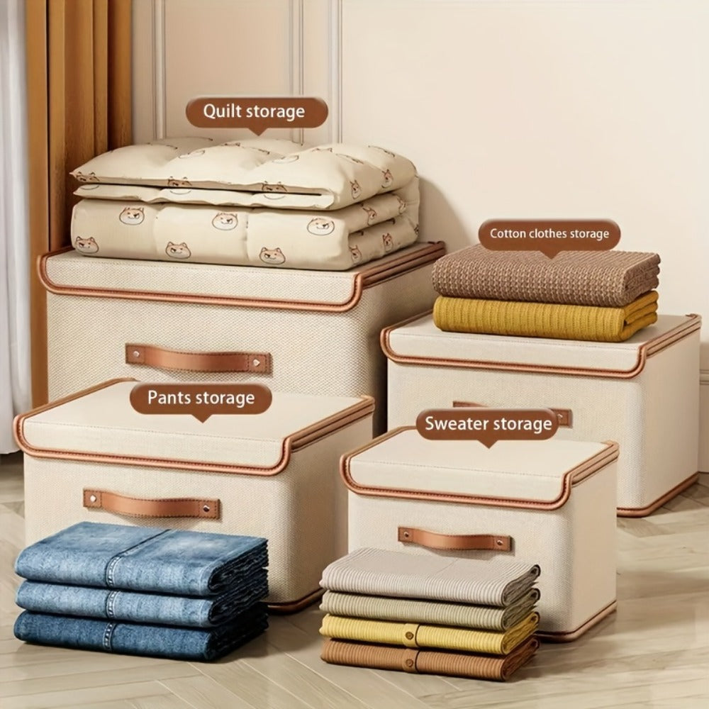 Foldable Storage Bins with Lids 2-Pack, Large Collapsible Clothes Organizer with Flip-Top Closure ¡ª Under Bed Storage for Bedroom, Closet, Dorm, Home & Travel | Multiple Sizes