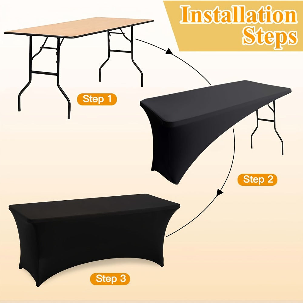 Spandex Tablecloth for 6 ft Rectangle Tables ¨C Elastic Fitted Table Cover for Events, Parties, Weddings & Banquets ¨C Wrinkle-Free Stretch Fabric in Black, White & Red, Indoor & Outdoor Use