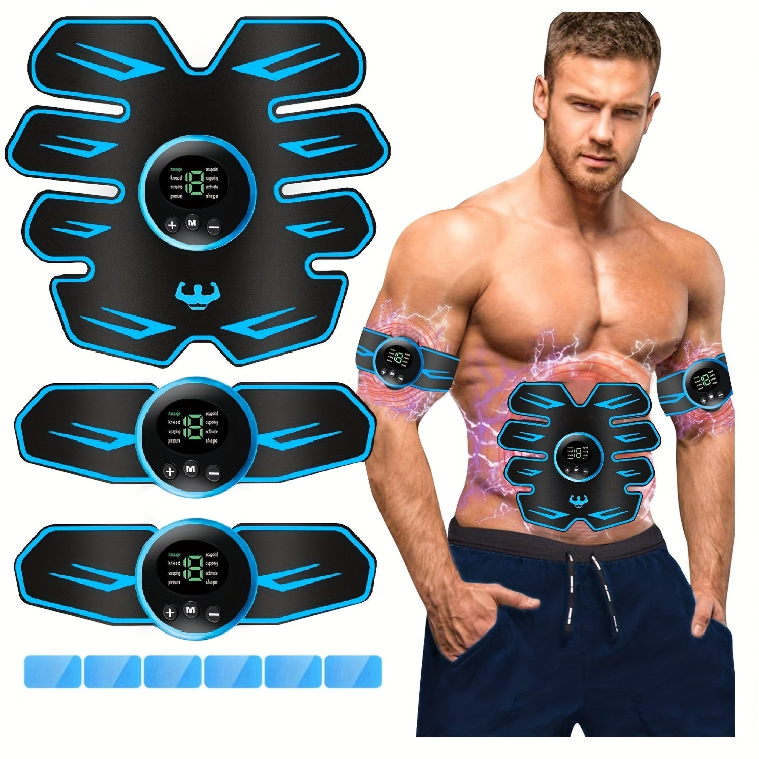 EMS Muscle Stimulator Abdominal Trainer Electric ABS Toning Belt for Core Strengthening Fat Burning Body Sculpting Home Gym Fitness Equipment for Men and Women