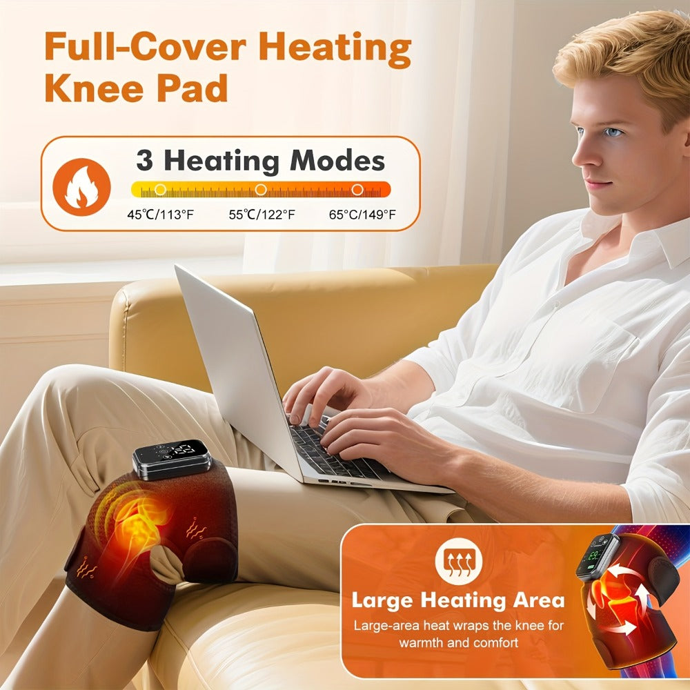 Heated Knee Massager with Heat and Vibration Massage ¨C Wireless Portable Electric Knee Brace Wrap for Pain Relief, Arthritis, Joint Stiffness ¨C 3-in-1 Shoulder Elbow Knee Heating Pad, Gift for Elderly