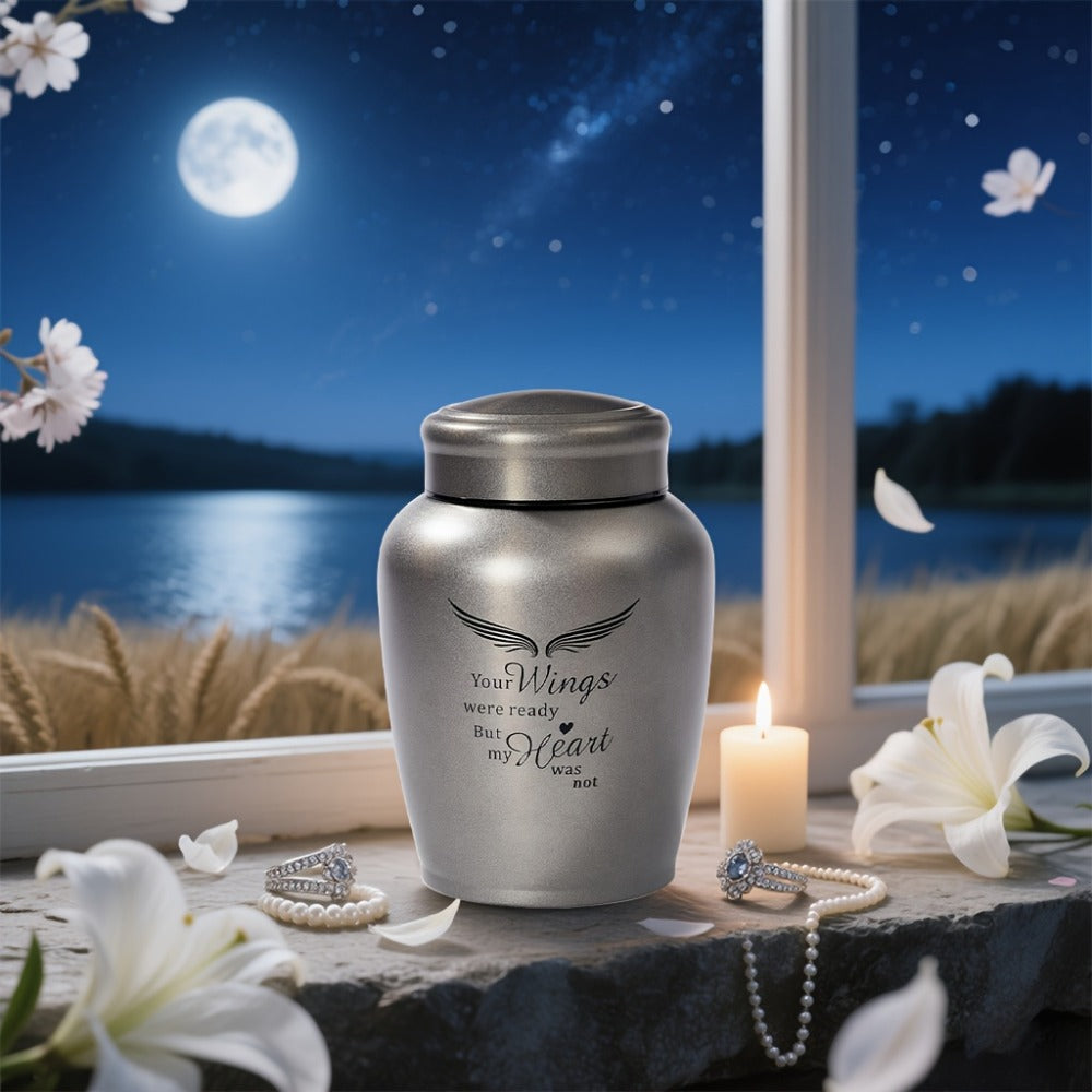 Cremation Urn for Human Ashes Large 8.5 Inch Stainless Steel Burial Urn for Adult Male Female, Memorial Urn for Cremated Remains Holds Up to 180 LBS, Silver or Black