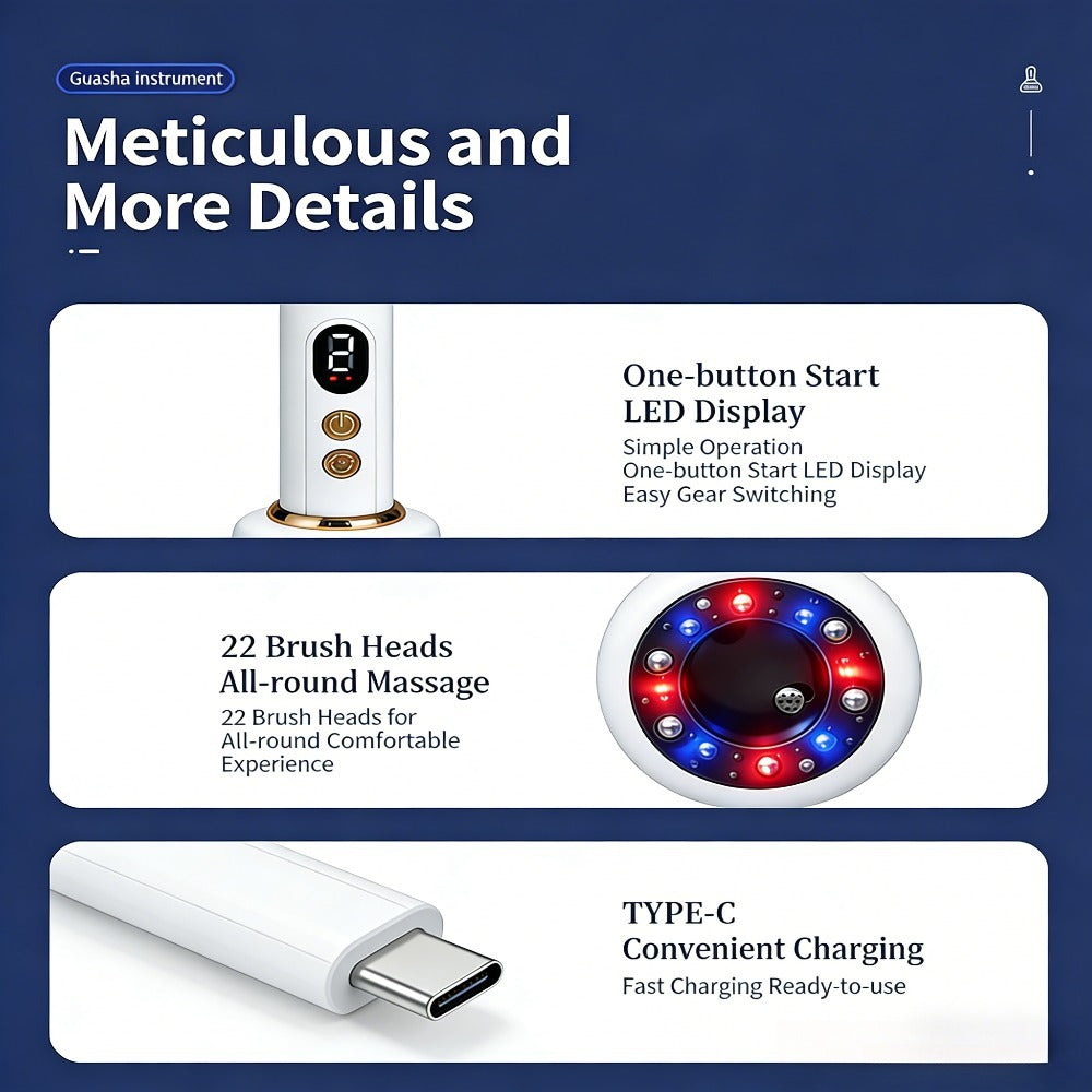 Vacuum Cupping Massager USB Rechargeable Scraping Massage Device Intelligent Suction Cup with 1200mAh Battery for Neck Shoulder Back Pain Relief Home Use