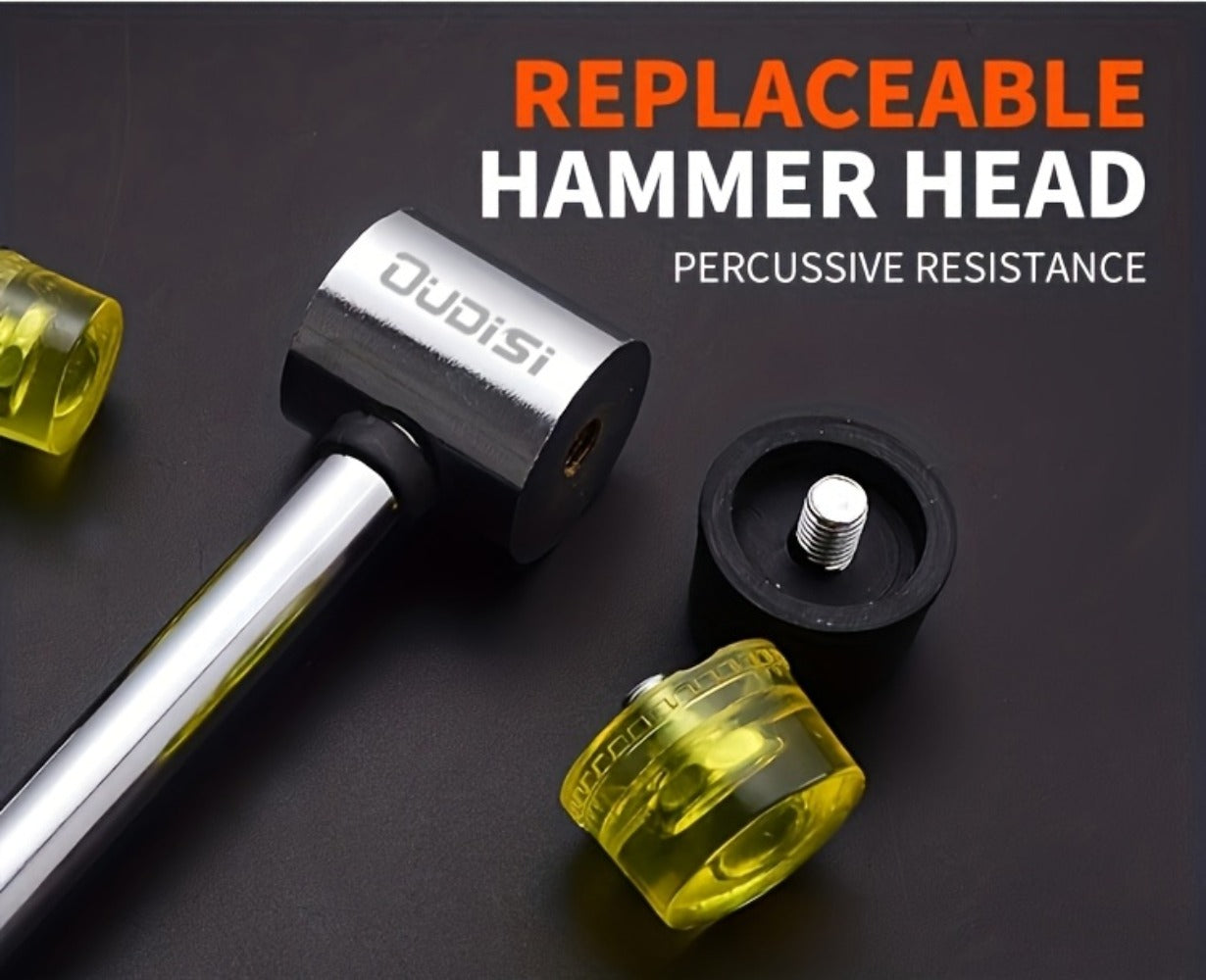 Double-Head Rubber Mallet ¨C Plastic Installation Hammer with Rubber Handle, Rebound-Proof Soft Mallet for Floor Installation, Tile, Jewelry, Leather Crafts & Woodworking (25/30/35/40mm)